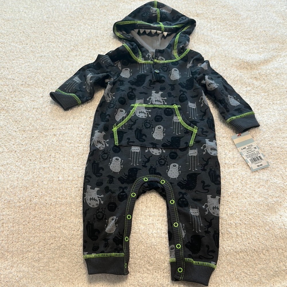 Cat & Jack Black and Gray Footies One Piece